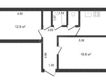 2-к квартира, 49.4 м², 1/5 эт.