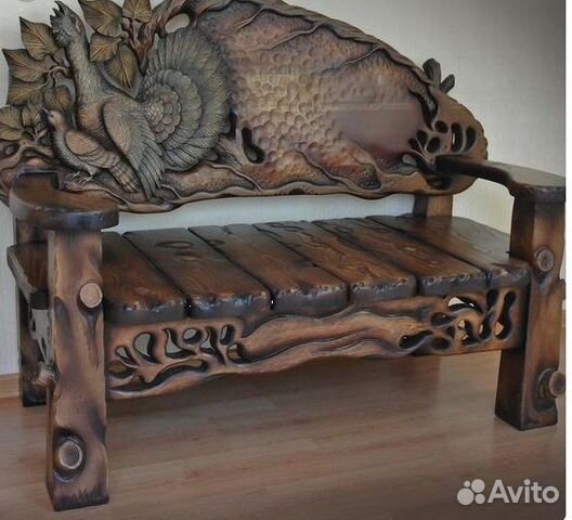 Скамья - скамейка резная дубовая
