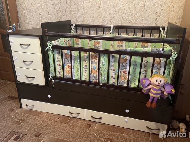Детская кроватка трансформер с комодом