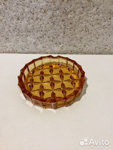 Пепельница хрустальная цветное стекло. СССР