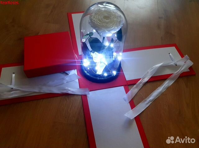 Роза в колбе с подсветкой