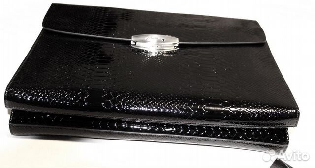 Мужской кожаный портфель Brioni croco new black Мужской кожаный портфель Brioni croco new black