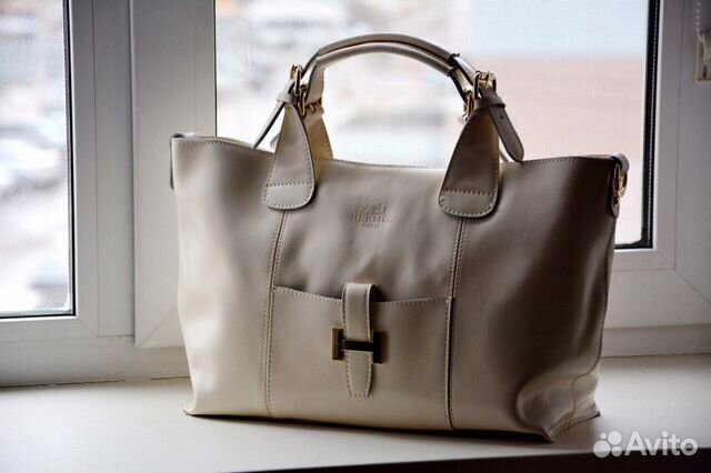 Сумка Hermes бежевая кожа кожаная гермес