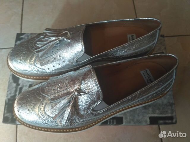 Новые серебристые лоферы Botticelli 39р оригинал