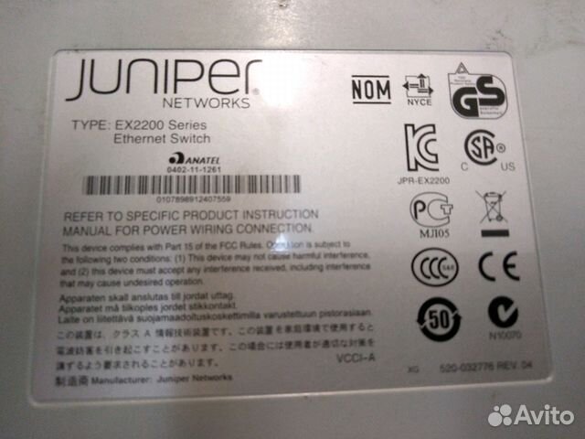 Коммутатор Juniper EX2200-24P-4G Коммутатор Juniper EX2200-24P-4G