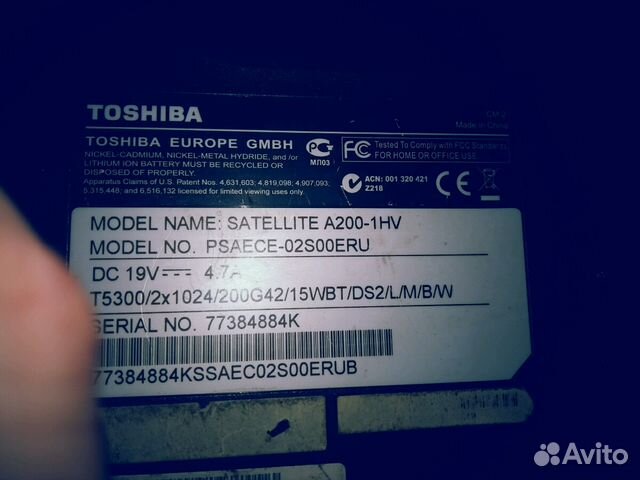 Toshiba satellite a200 1HV в разборе