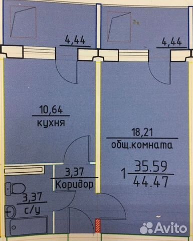 1-к квартира, 45 м², 8/10 эт.