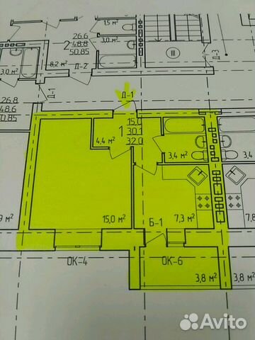 1-к квартира, 32 м², 2/10 эт.