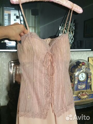 La perla italy платье шелк пудра беж