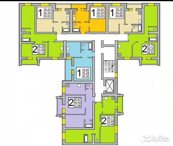 2-к квартира, 53 м², 10/10 эт. 2-к квартира, 53 м², 10/10 эт.