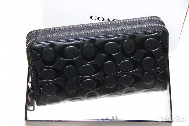 Мужской кожаный клатч -Coach- 2X large с ручкой