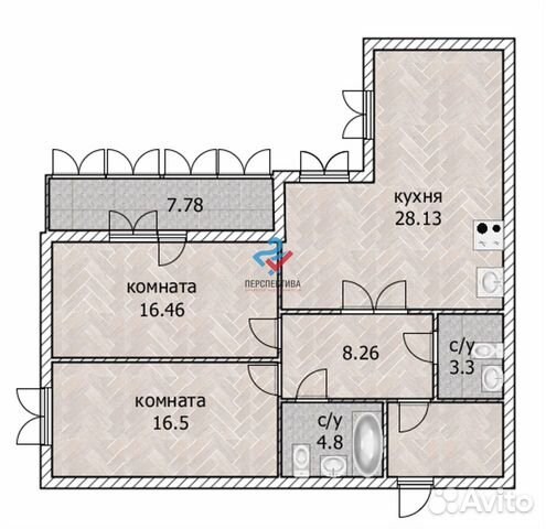 3-к квартира, 82 м², 7/23 эт.