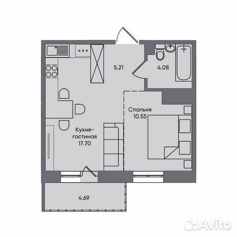 2-к квартира, 42.2 м², 16/18 эт.