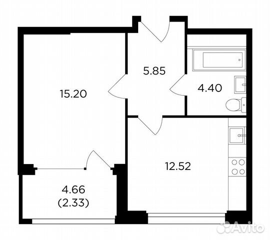 1-к квартира, 40.3 м², 14/21 эт.