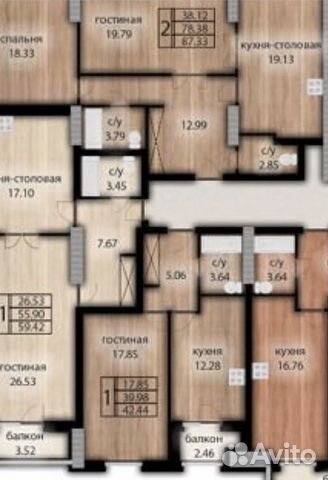 1-к квартира, 43 м², 9/19 эт.