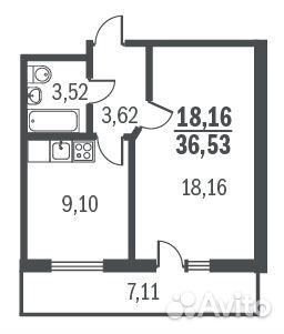 1-к квартира, 35.4 м², 3/24 эт. 1-к квартира, 35.4 м², 3/24 эт.