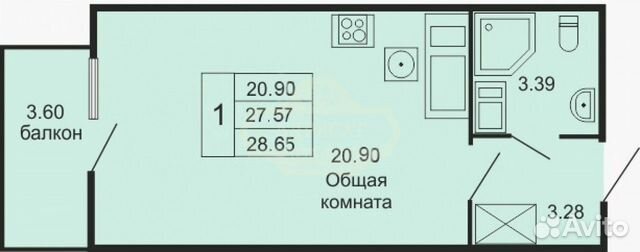 Студия, 31 м², 13/24 эт.