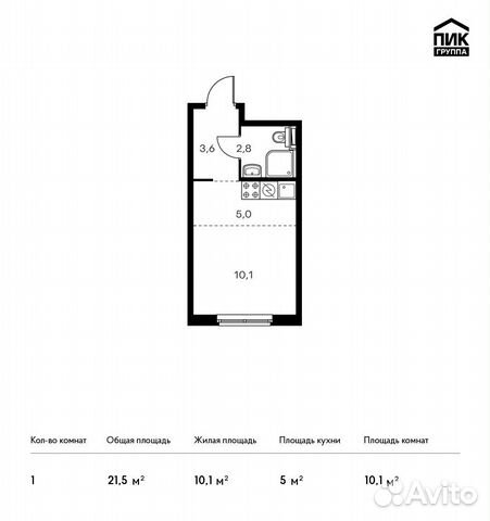 Студия, 21.5 м², 19/23 эт. Студия, 21.5 м², 19/23 эт.