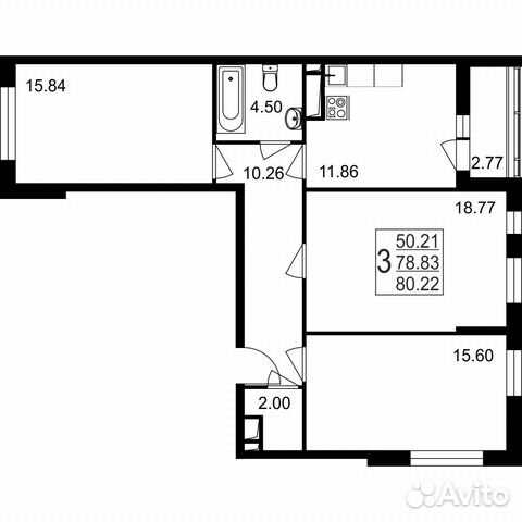 3-к квартира, 80.2 м², 4/8 эт. 3-к квартира, 80.2 м², 4/8 эт.