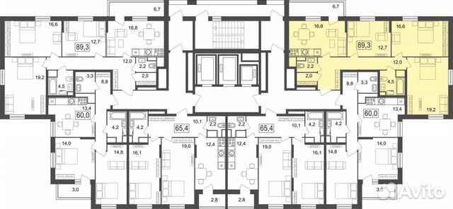 3-к квартира, 89.3 м², 13/25 эт. 3-к квартира, 89.3 м², 13/25 эт.