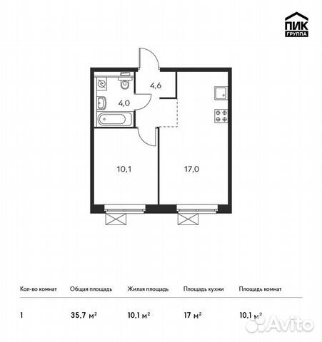 1-к квартира, 35.7 м², 4/25 эт. 1-к квартира, 35.7 м², 4/25 эт.