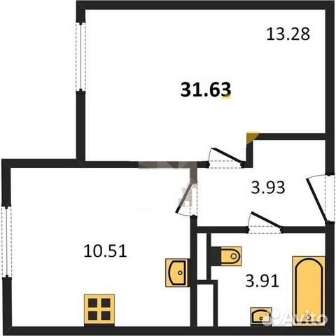 1-к квартира, 32 м², 7/10 эт.