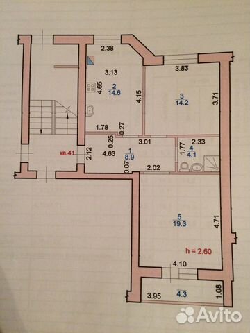 2-к квартира, 61.1 м², 1/5 эт.