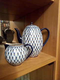 Чайный сервиз ссср, лфз. Фарфор. Кобальтовая сетка