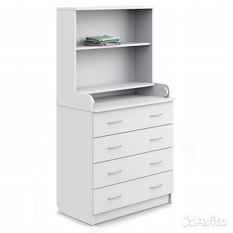 Детский комод Атон 80/4 лдсп с полкой белый