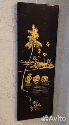 Винтажное Вьетнамское панно 70-е годы Хошимин