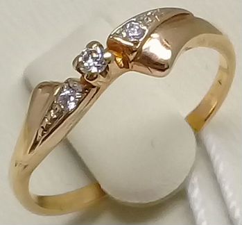 Кольцо / размер 16 / 1,46г / Золото585 / фианиты круглые