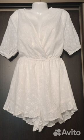 Новый хлопковый белый комбинезон,Англия,44-48