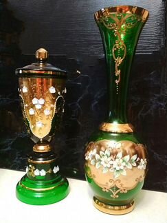 Вазы, смальта пр-во Богемия Чехия