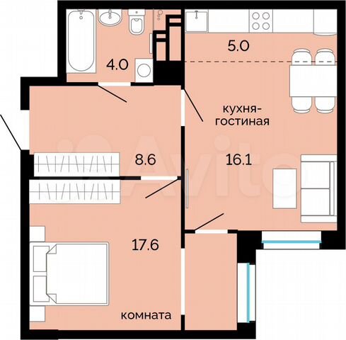 2-к. квартира, 51,3 м², 18/25 эт.
