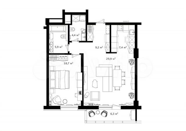 2-к. квартира, 77,7 м², 3/20 эт.