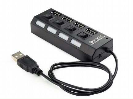 Активный USB хаб (4 порта) с блоком питания 220В
