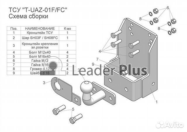 Фаркоп УАЗ 469,3151, Буханку Шар тип FC