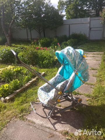 Детские санки коляска с колесами