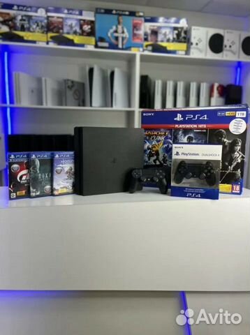 PS4 Slim. Гарантия. 2 джойстика 500Gb-1tb. Игры