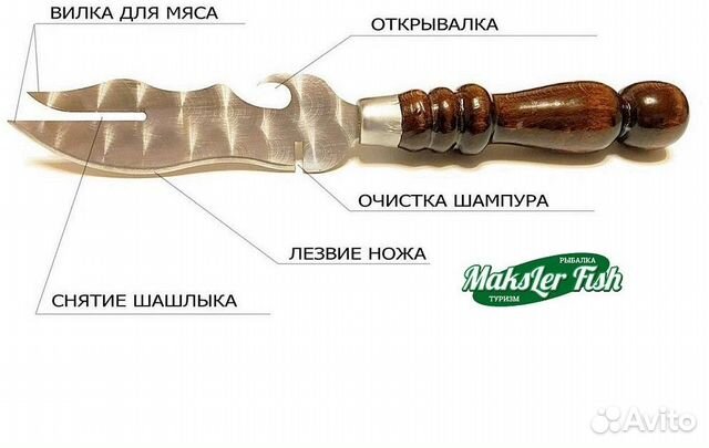 Нож вилка для снятия шашлыка сталь 3мм