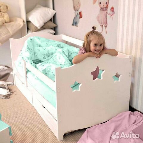 Кроватка высокий борт сингл берёза для малыша
