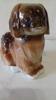 Фарфоровая статуэтка собака,пекинес лфз