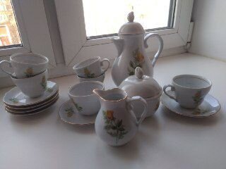 Сервиз кофейный, фарфор, Kahla,Желтая роза