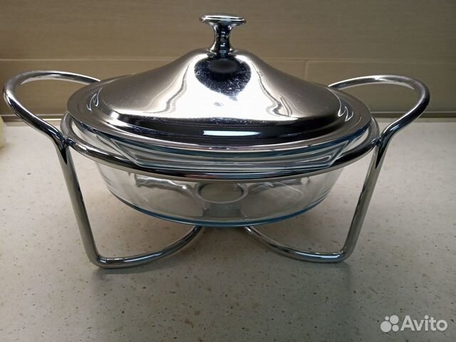 Блюдо стеклянное с подогревом