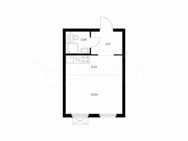 Квартира-студия, 25,6 м², 23/33 эт.