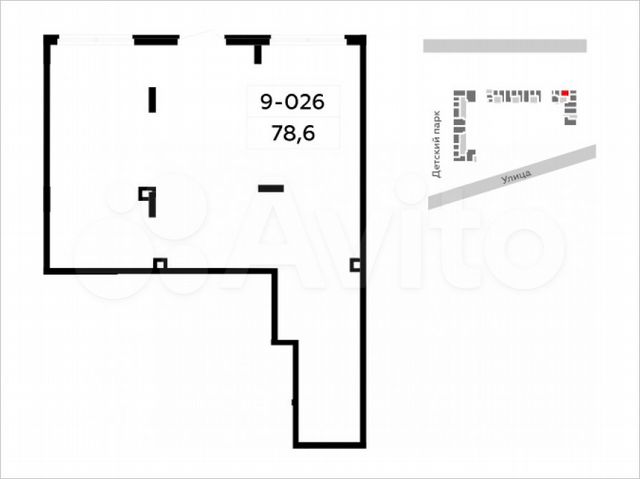 Аренда, торговое помещение площадью 78.6 кв.м