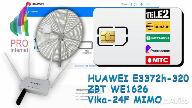 Роутер ZBT huawei E3372h-320 Vika-24F mimo