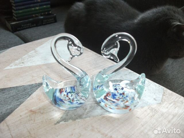 Фигурки Лебеди интерьерные стеклянные винтаж СССР