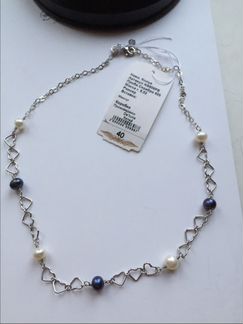 Серебряное колье ожерелье с жемчугом