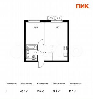 1-к квартира, 40.2 м², 14/24 эт.